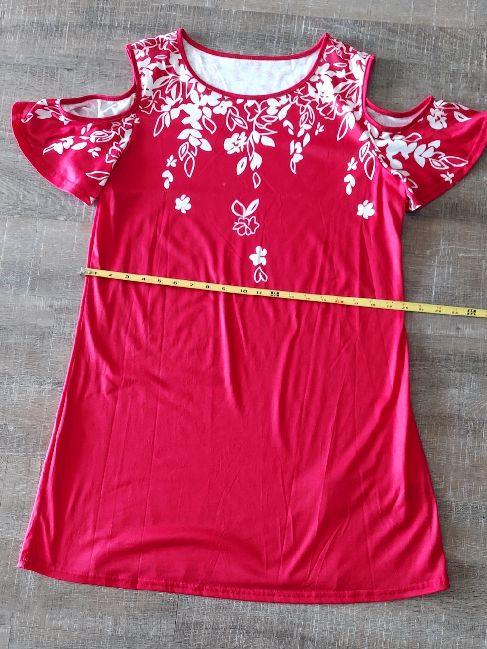 Cold-Shoulder Floral Print Women’s Dress in Red